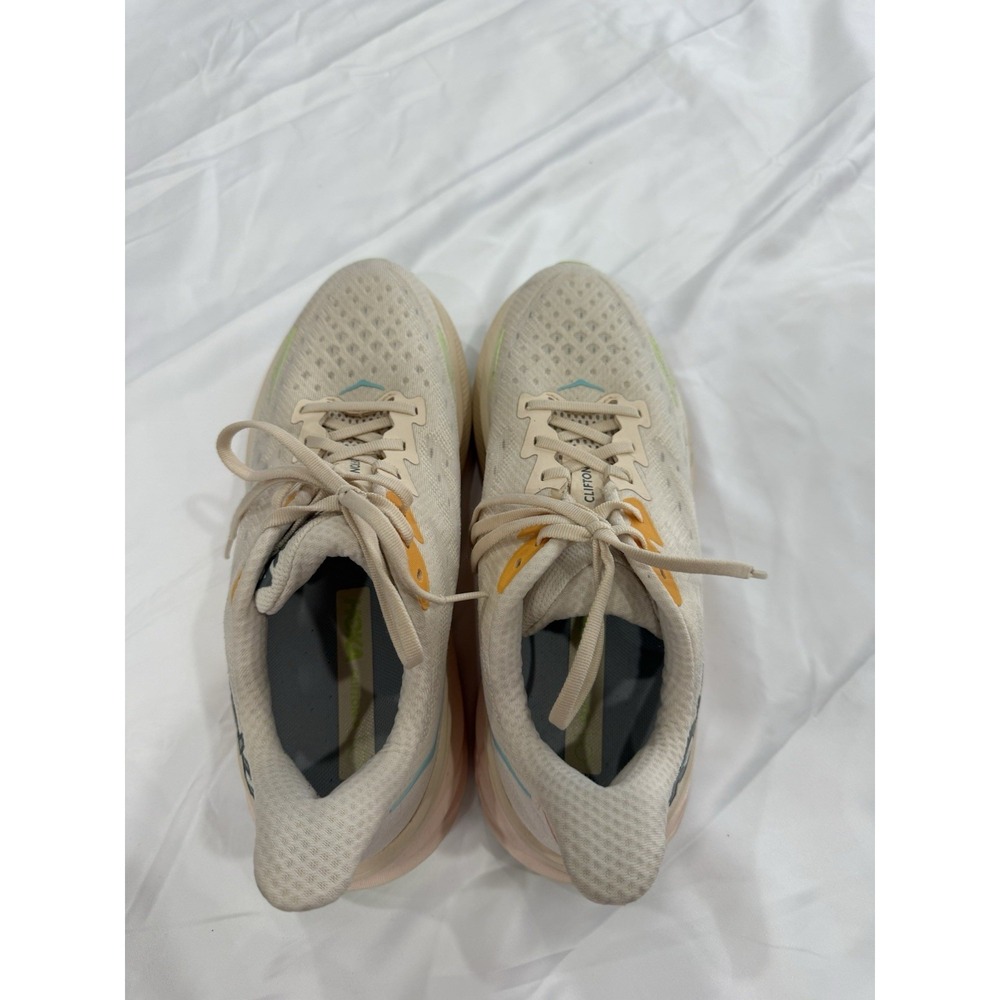 Hoka One One Clifton Shoes‎ Womens 10.5/9 Mens Beige Running Sneakers Cushioned